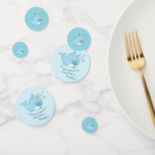 Confeti Cute Narwhal Baby Shower Kawaii Blue Boy