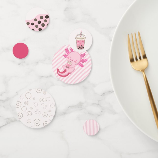 Confeti Cute Pink Axolotl Boba Tea Girls Fiesta de cumplea (Grupo)