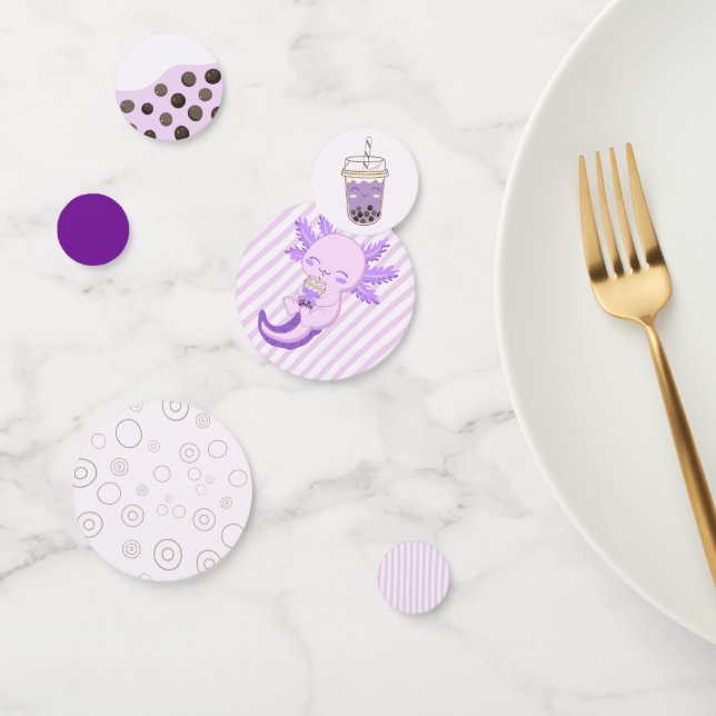 Confeti Cute Purple Axolotl Boba Tea Kids Fiesta de cumple (Grupo)