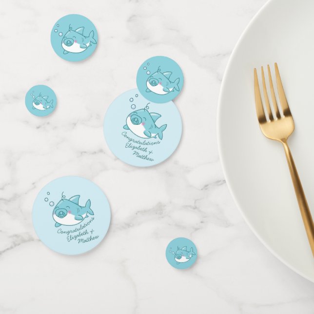 Confeti Cute Shark Baby Shower Kawaii Blue Boy (Grupo)