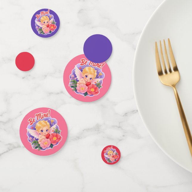 Confeti Cute Valentine's Day Cupid with "Be Mine" (Grupo)