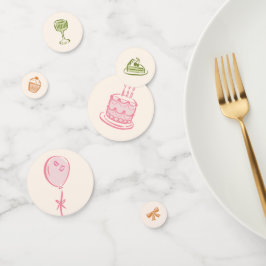Confeti Cute Whimsical Hand-Drawing Birthday Table Confett