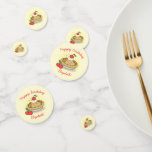 Confeti Cutie Pie Birthday Party Kids Cherry<br><div class="desc">Este adorable trozo de tarta de cerezo es perfecto para una fiesta de cumpleaños de un niño con tema de pastel. Un pastel dulce personalizado con picantes de plumón en un fondo amarillo con acentos rojos.</div>