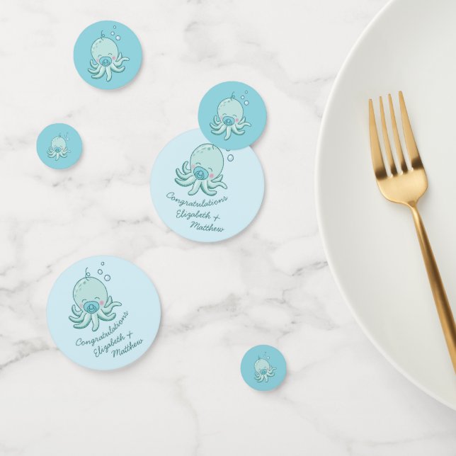 Confeti Cuto pulpo Baby Shower Kawaii Blue Boy (Grupo)