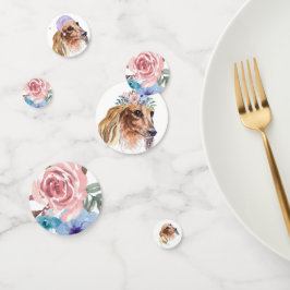 Confeti Dachshund Larga fiesta temática de acuarela