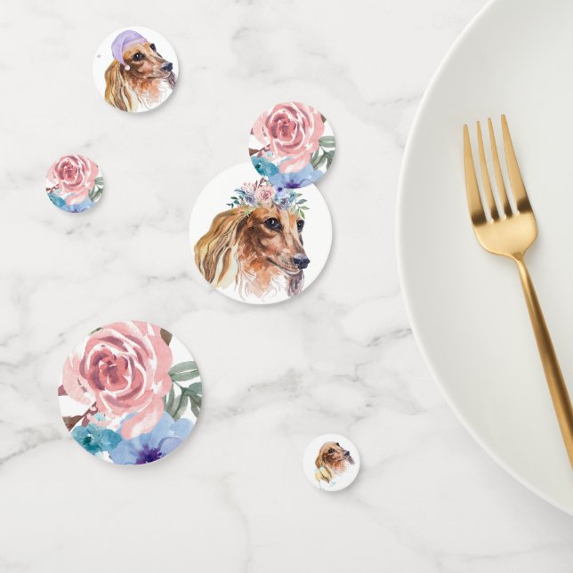 Confeti Dachshund Larga fiesta temática de acuarela (Grupo)