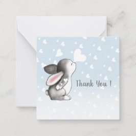 confeti de corazón conejo azul tarjetas de nota de