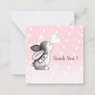 Confeti de corazón conejo rosa gracias tarjetas de