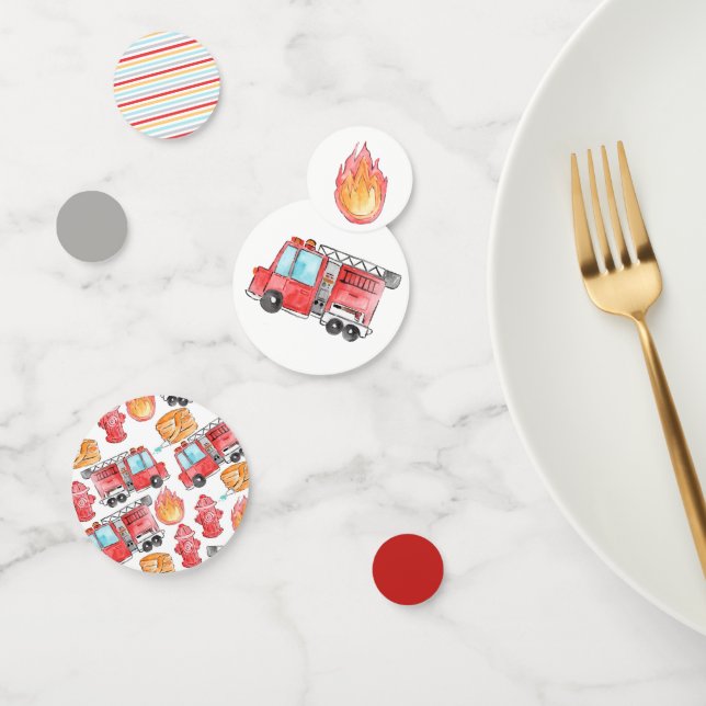 Confeti de cumpleaños de un niño bombero (Grupo)