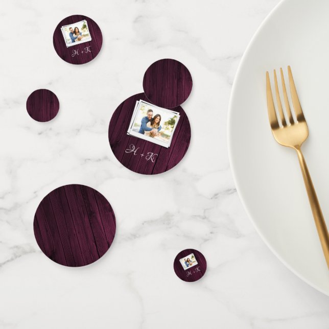 Confeti de ducha de novia de madera magenta (Grupo)