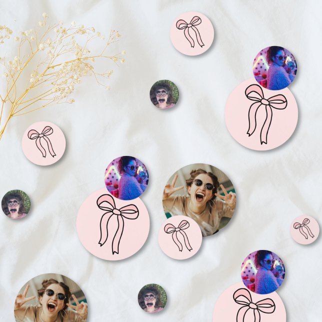 Confeti de Foto de Ducha Nupcial con Lazo Rosa Per (Custom Blush Pink Bow Bridal Shower Photo Confetti
)