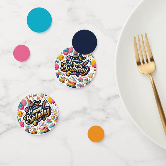 Confeti de la celebración de cumpleaños feliz esti (Grupo)