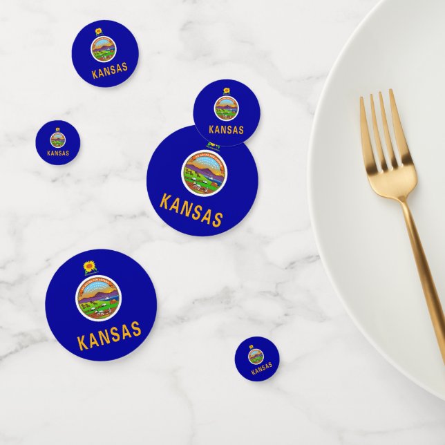 Confeti de mesa con bandera de Kansas, Estados Uni (Grupo)