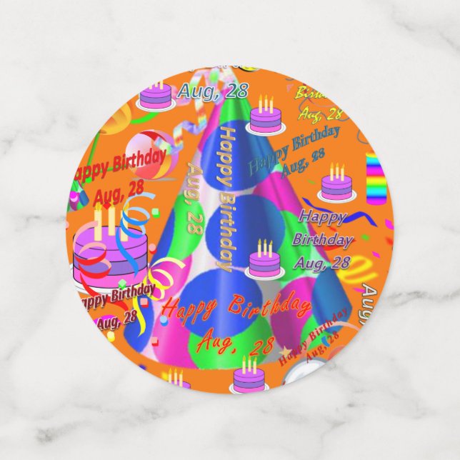 Confeti de Mesa Cumpleaños 28 de Agosto (Reverso mediano)
