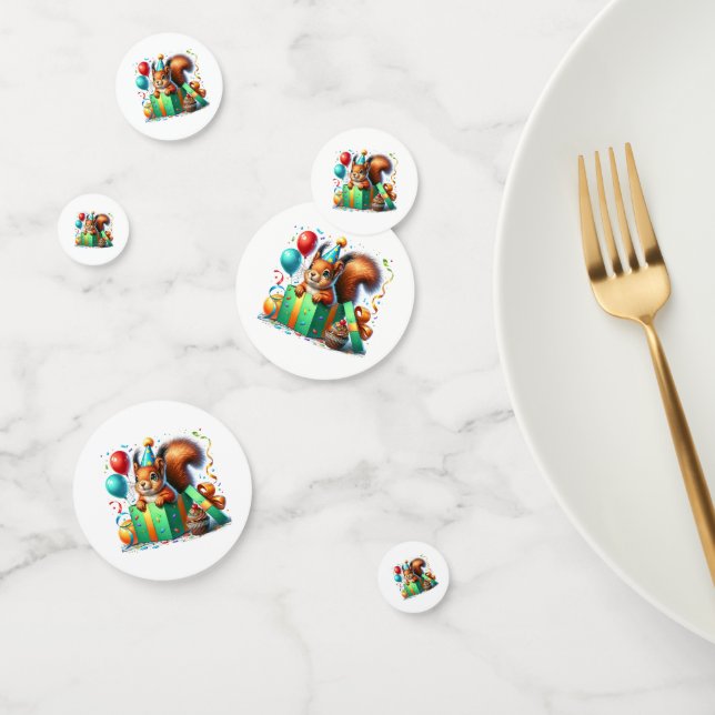 Confeti de mesa de ardilla de cumpleaños (Grupo)