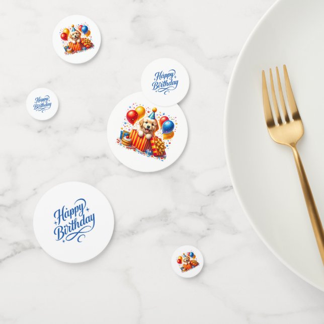 Confeti de mesa de cumpleaños con cachorro (Grupo)