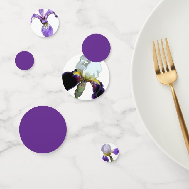 Confeti de mesa de lirios púrpura y blanco (Grupo)