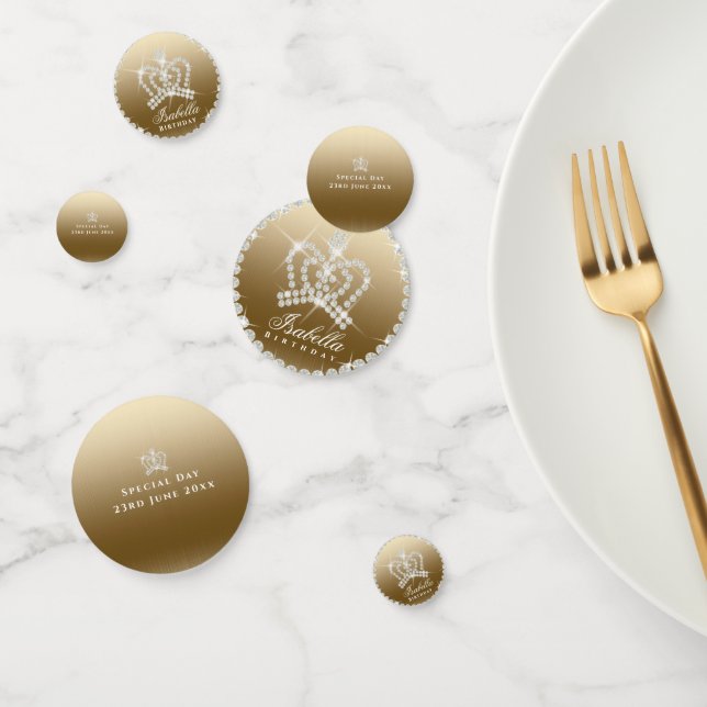 Confeti de mesa de oro de corona brillante (Grupo)