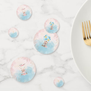 Confeti de mesa de ositos de peluche gemelos rosad