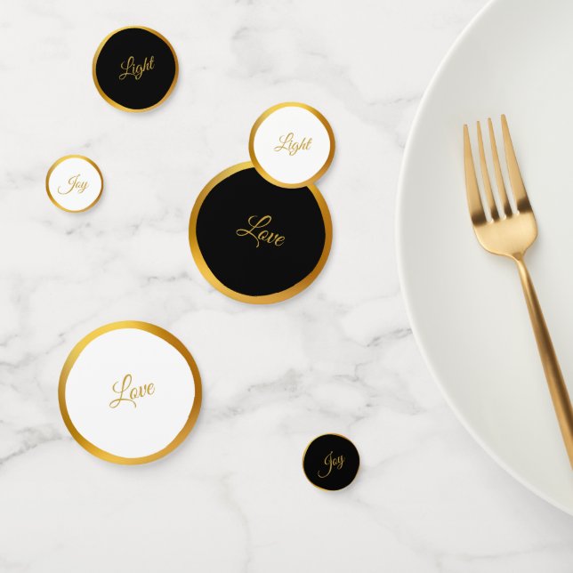 Confeti de mesa dorado negro y blanco (Grupo)