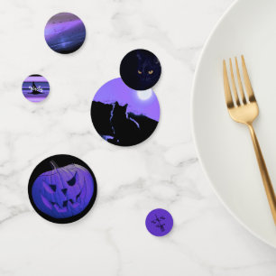 Confeti de mesa - Gato de Halloween Morado HAMbWG