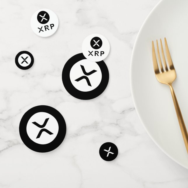 Confeti de Mesa Negro y Blanco de Moneda Criptográ (Grupo)