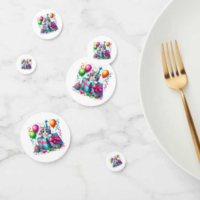 Confeti de Mesa para Cumpleaños con Gatito (Grupo)