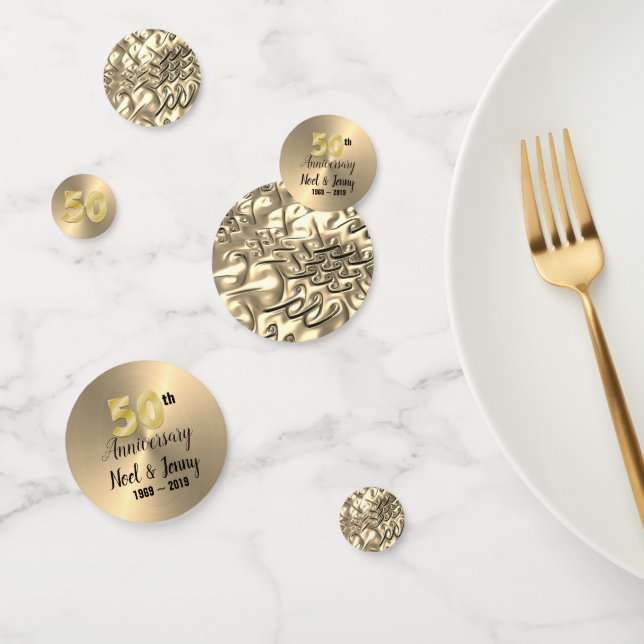 Confeti de mesa personalizado de oro para 50º aniv (Grupo)