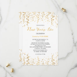 Confeti de oro blanco elegante invitación de Año N