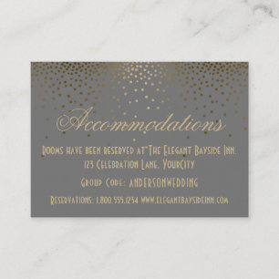 Confeti de Oro en Tarjetas de Alojamiento de Boda 