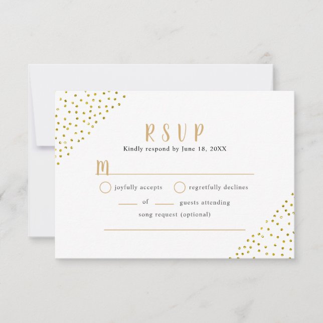 Confeti de oro falso para boda RSVP buffet (Anverso)