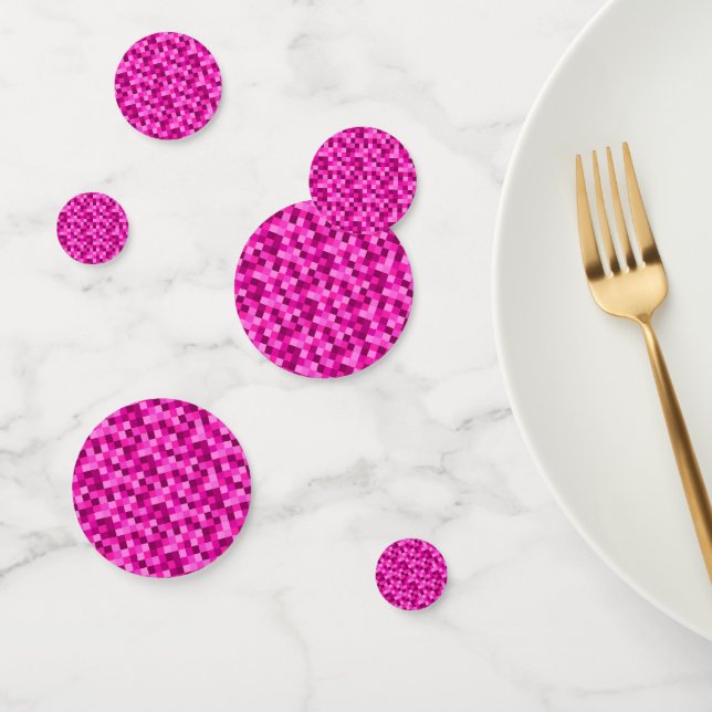 Confeti de píxeles rosados de fiesta, patrón pixel (Grupo)
