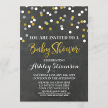 Confeti de plata de la invitación de Baby Shower