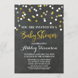 Confeti de plata de la invitación de Baby Shower