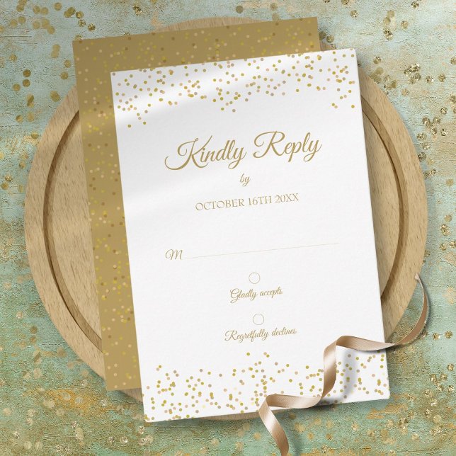 Confeti de Polvo de Oro Elegante Chic RSVP Anivers (Gold Dust Confetti Elegant Chic Anniversary RSVP)