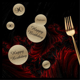 Confeti Decoración de la Mesa de Cumpleaños 90 en Negro y 