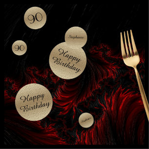 Confeti Decoración de la Mesa de Cumpleaños 90 en Negro y 