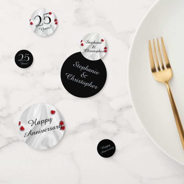 Confeti Decoración de la Mesa del 25º Aniversario en negro (Grupo)