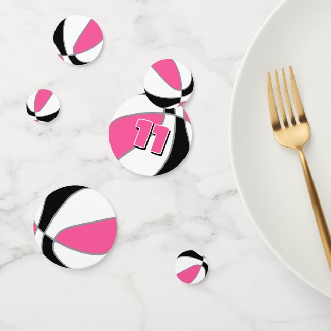 Confeti decoración fiesta de baloncesto negro rosa (Grupo)