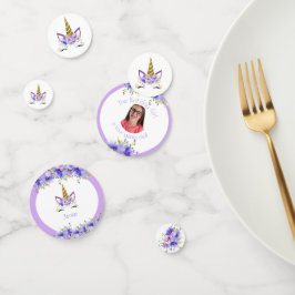 Confeti Decoraciones de cumpleaños de Unicornio violeta fr