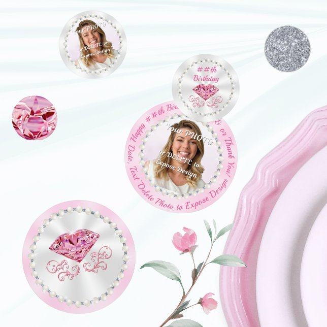 Confeti Decoraciones de tablas de huéspedes y pasteles par (Pink Table Confetti. Light Pink Table Decorations. Photo Confetti. Pink Birthday Party Decorations.)