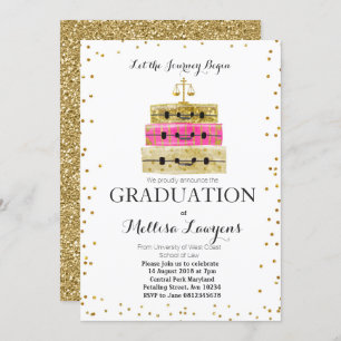 Confeti del oro del rosa de la invitación de la