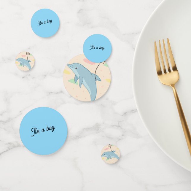 Confeti Delfín volador entrega Ilustracion de letras (Grupo)