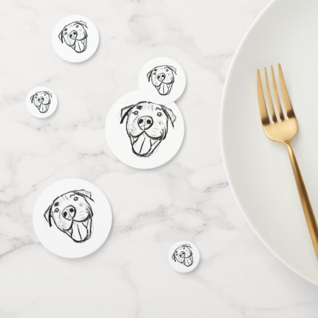 Confeti dibujo de pitbull simple amantes de perros blanco  (Grupo)