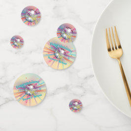 Confeti Disco Ball Baby Shower Groovy Pastel Rainbow