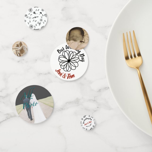 Confeti Diseño de fotografías personalizado en negro y flo (Grupo)