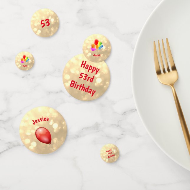 Confeti Diseño de globo de 53 cumpleaños brillante Gold (Grupo)