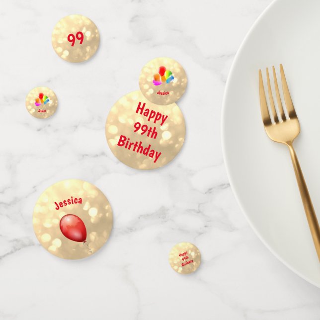Confeti Diseño de globo de Feliz 99 cumpleaños con brillo  (Grupo)