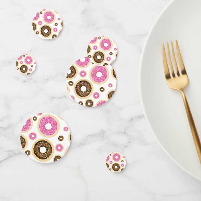 Confeti Donas con Sprinkles Rosadas y Marrones para Decora (Grupo)