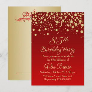 Confeti dorado en la invitación a los 85 años